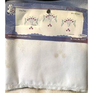 Fairway Needlecraft Company Pillowcase Pair For Embroidery Flowers Perle Edge